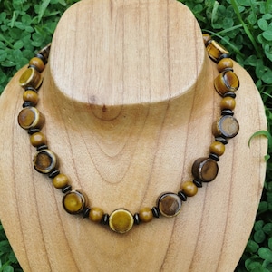 Brown Ceramic Bead Necklace, Handmade Beaded Necklace, Necklaces for Women, Christmas Gift for Her