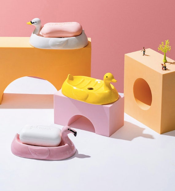 Duck/ Swan/ Flamingo Ceramic Soap Dish/ Drain soap dish ...