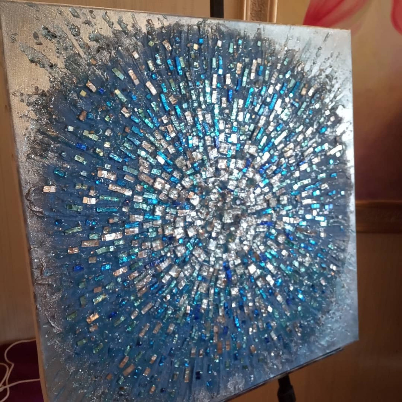 Shining handmade glitter mosaic wall art / Colorful crystals Etsy