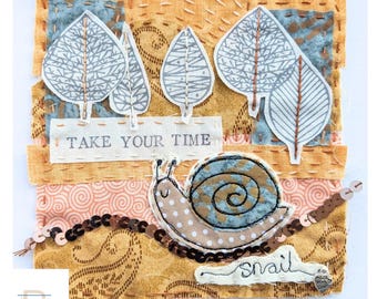 Snail Slow Stitch Kit for beginners, hand sewing craft kit