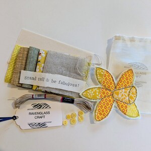 Slow Stitch Kit for beginners, daffodil gifts. hand sewing kit image 12