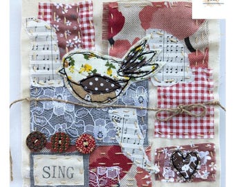 Slow Stitch Kit for beginners, bird,  Hand Sewing kit