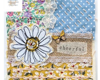 Daisy slow stitch kit for beginners, hand sewing craft kit