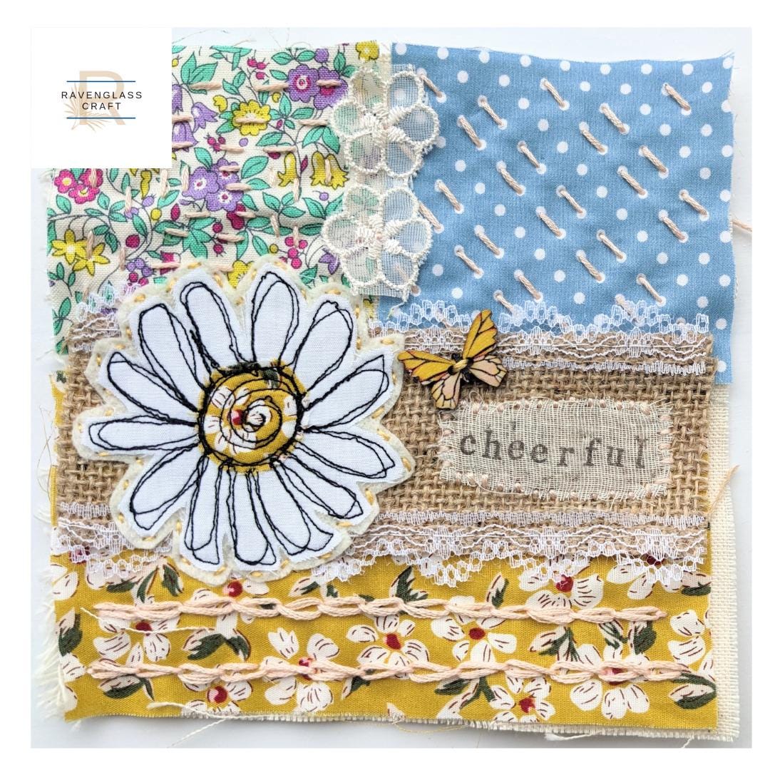 40 Simple Sewing Crafts for Kids 2 Daisy slow stitch kit for beginners, hand sewing craft kit