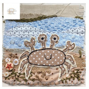Slow stitch kit for beginners, hand sewing kit, crab bild 1