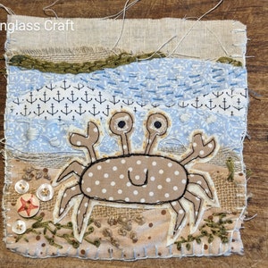 Slow stitch kit for beginners, hand sewing kit, crab bild 6