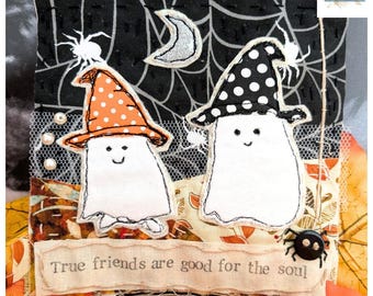 Halloween ghost slow stitch kit for beginners, hand sewing craft kit