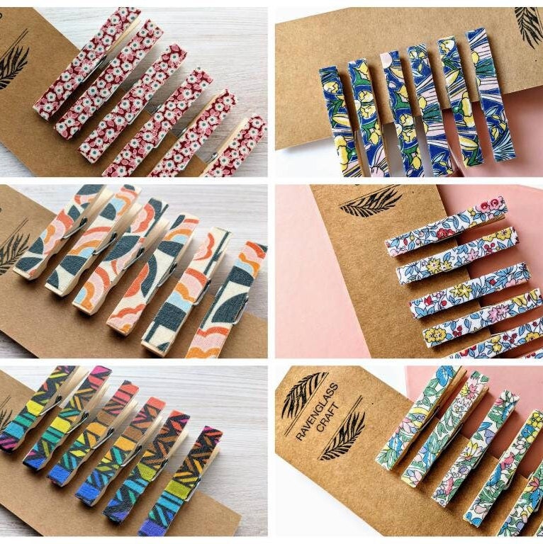 Clothes Pins, Multi Colored, Gold Photo Clips, Mini Clothes Pins 