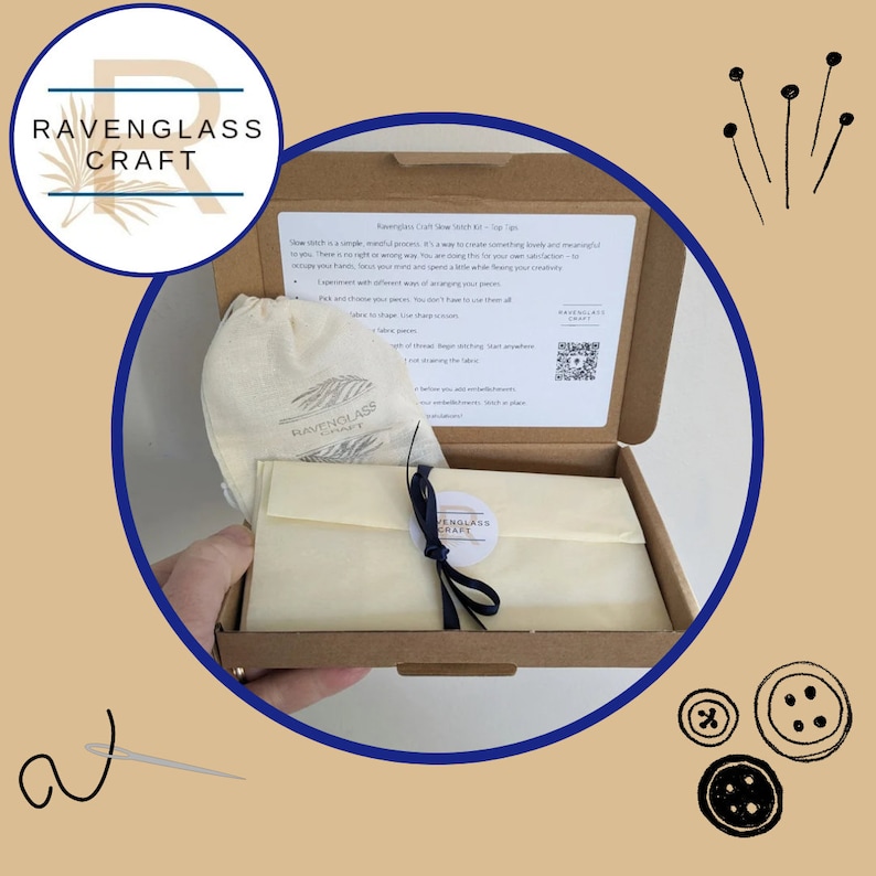 Slow stitch kit for beginners, hand sewing kit, crab bild 8