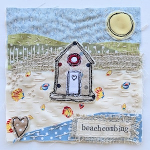 Slow Stitch Kit for beginners, beach hut,  hand sewing craft kit