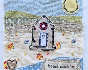 Slow Stitch Kit for beginners, beach hut,  hand sewing craft kit