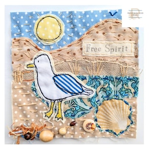 Slow stitch kit for beginners, seagull gifts, coastal gifts, hand sewing kit