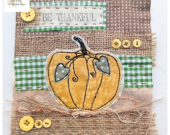 Slow stitch kit for beginners, pumpkin, autumn hand sewing kit,