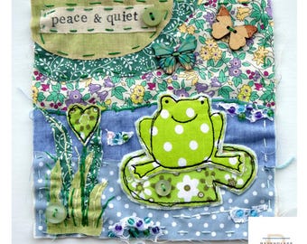 Slow Stitch Kit for beginners, frog, hand sewing craft kit
