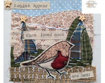 Slow stitch kit for beginners, Robin, hand sewing