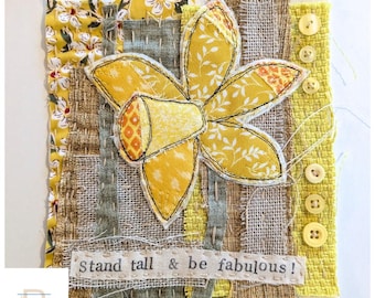 Slow Stitch Kit for beginners, daffodil gifts. hand sewing kit