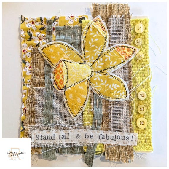 Slow Stitch Kit for beginners, daffodil gifts. hand sewing kit