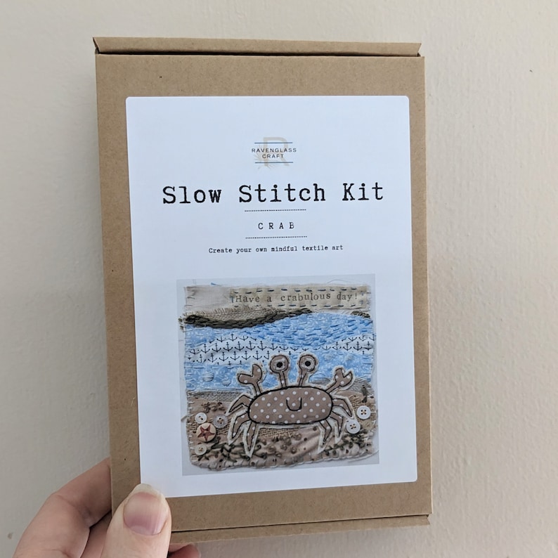 Slow stitch kit for beginners, hand sewing kit, crab bild 9
