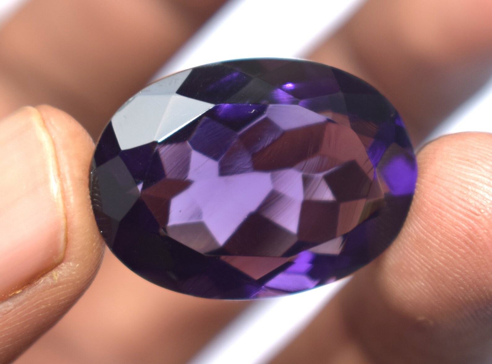 18X25 MM Oval Loose Amethyst Faceted Gemstone, Labcreated Amethyst
