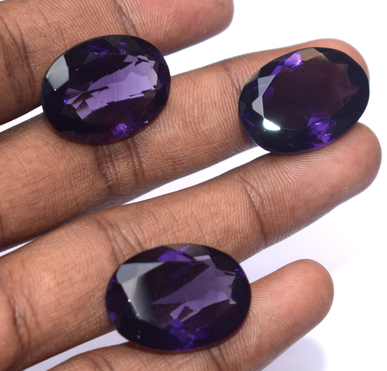 18X25 MM Oval Loose Amethyst Faceted Gemstone, Labcreated Amethyst