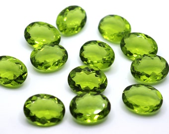 15X20 MM Oval Peridot Faceted Stone,Lab Created Peridot Oval Shape Loose Gemstone For Jewelry Making