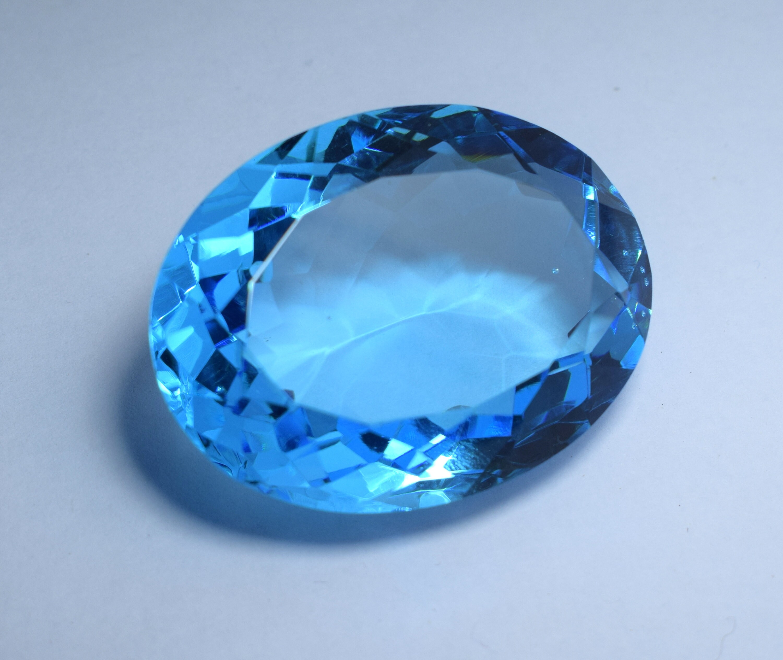 1 Pcs Blue Topaz Oval Faceted Gemstone Size 30X40 MM, Lab Created