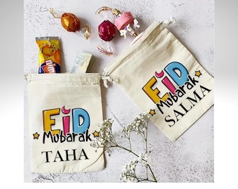 Personalized Eid Mubarak Bag, Custom Eidi Bag for Kids, Customized Pouch