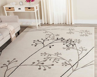 Modern Carpets - Hand Tufted Wool Carpets Export Quality for Living Room-Bedroom & Hall (Floral Beige,)