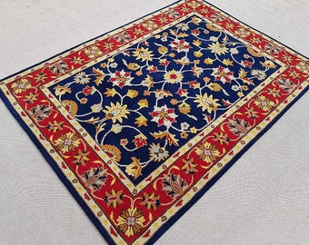 New Hand-Tufted Classical Design Carpet for Living Room (Blue Multi Woolen)