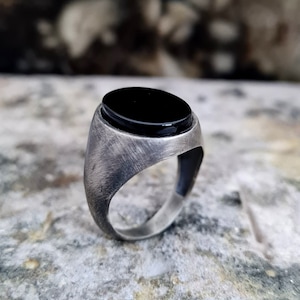 Onyx Stone Ring Sterling Zilver, Handgemaakte Silver Man Ring, Unieke sieraden, gratis express verzending
