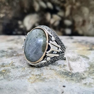 Labradorite Ring Sterling Zilver, Handgemaakte Silver Man Ring, Unieke sieraden, gratis express verzending