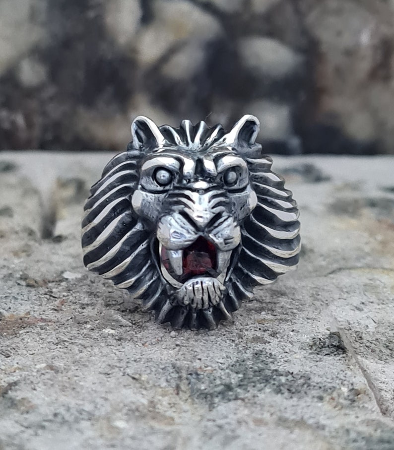 Lion Head Ring Sterling Silver Ring,Animal Ring,Handmade Oxdized Ring,Lion Ring Silver,free express shipping