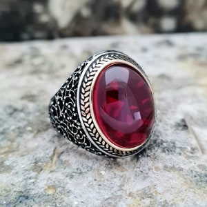 Granaat, Gele Agate Ring Sterling Zilver, Handgemaakte Silver Man Ring, Unieke sieraden, gratis express verzending