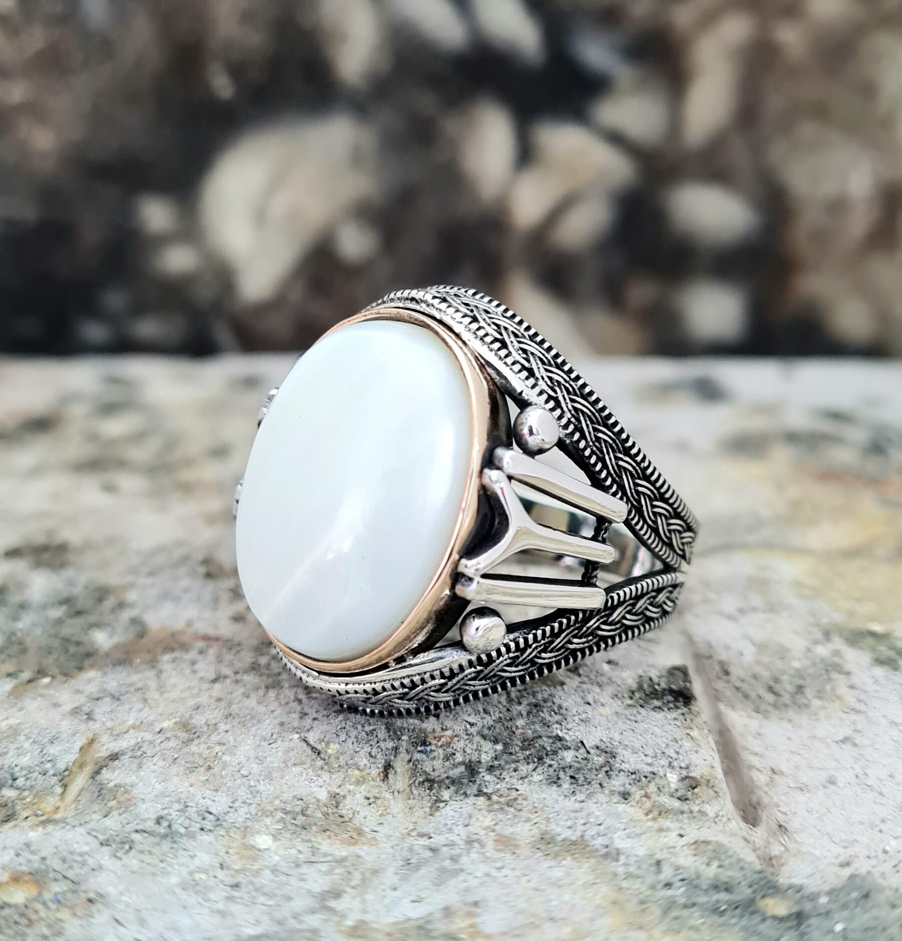 Certified Pearl (Moti) 7.25 cts Stunning Silver Ring for Men and Women