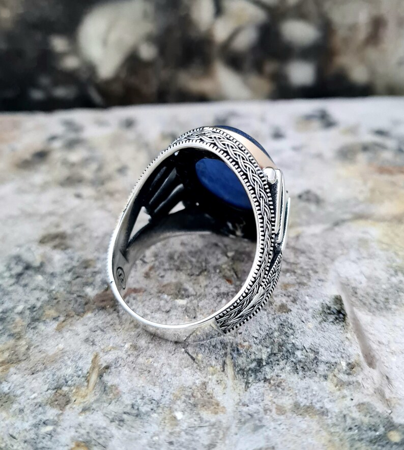 Kyanite Ring Sterling Silver,Handmade Silver Man Ring,Unique Jewelry,free express shipping