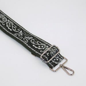 Olive Green Paisley Bag Strap: Adjustable Detachable Handbag Strap