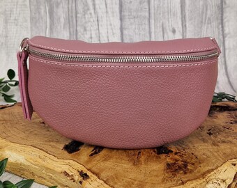 Pink Italian Leather Hip Bag | Bum Bag | Women's Leather Crossbody Bag | Bum Bag | Fanny Pack
