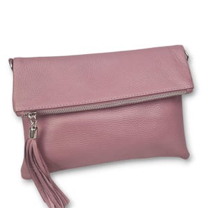 Altrosa Italienische Leder Umhängetasche Fold Over Echtleder Tasche