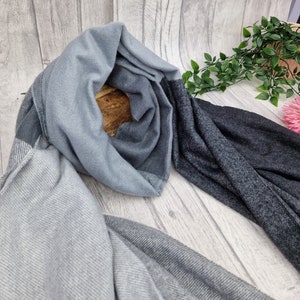 Soft Cashmere Scarf | Soft Lightweight Scarf | Grey Scarf | Block Checked Pattern | All Seasons Designer Scarf | High Quality Gift in a Box.