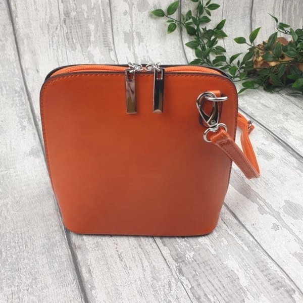 Vibrant Orange Cute Crossbody bag. Everyday Shoulder bag | Zip around shoulder bag | Small Cute Day Bag