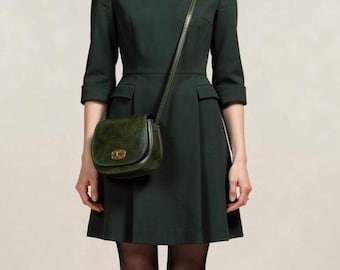 HJUGHPN Borsa a tracolla da donna in vera pelle verde mini borsa a tracolla da donna con ricamo di lusso borsa a tracolla piccola handba (verde