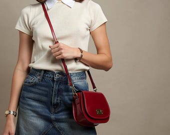 Genuine Italian Leather Crossbody Bag | Oxblood Red Italian Leather Satchel.