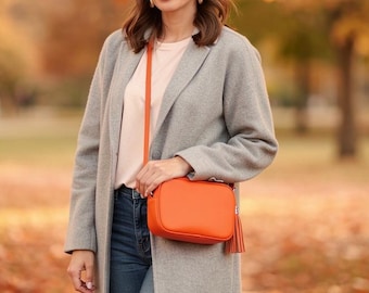 Handmade Orange Leather Shoulder Bag, Made in London - Etsy