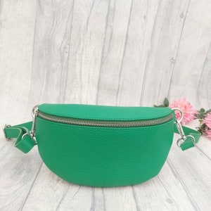 Green Italian Leather Hip Bag | Bum Bag | Women's Leather Crossbody Bag | Bum Bag | Fanny Pack