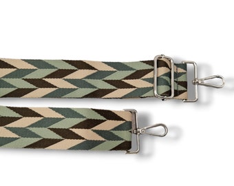 Sage green Geometric Woven Detachable Bag Strap | Handbag Strap | Attachable Shoulder Strap for Handbag | Replacement Bag Strap Camera Strap