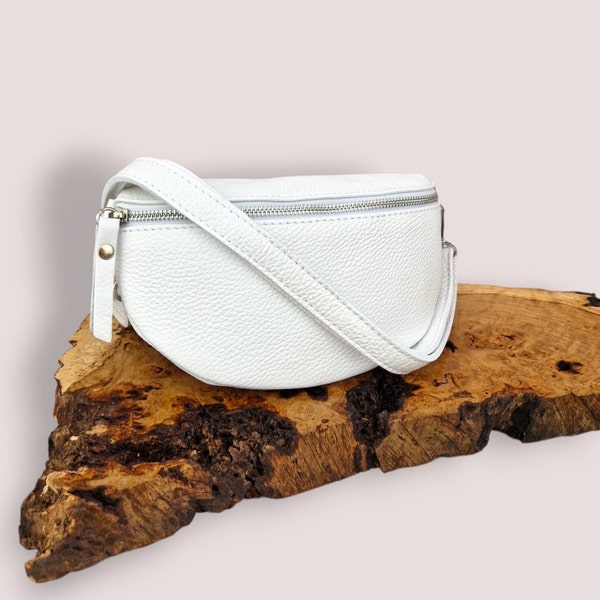 White Italian Leather Hip Bag | Bum Bag | Fanny Pack