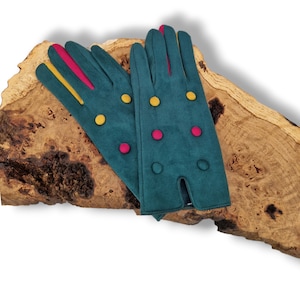 Fleece Button Gloves Ladies Multi Colours Gloves Touch Screen Gloves Winter Warm Soft Lined Luxury Thermal Finger Gloves One Size S-M-L