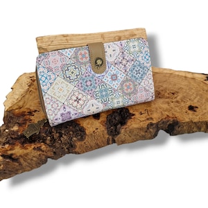Monedero con patrón de mosaico, monedero vintage redondo con cremallera, patrón, cartera de embrague, bolso grande. Regalo de bolso para mujer en una caja