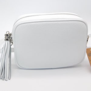 White Leather Crossbody Bag, Genuine Leather bag, white wedding bag, white crossbody bag, handmade bag, minimalist bag, bag for her,