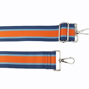 Blue & Orange Striped Detachable Bag Strap | Handbag Straps | Attachable Shoulder Straps for Handbags | Replacement Bag Strap | Camera Strap